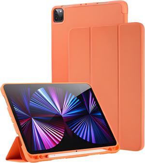 Honfomy Case Compatible with Air 4th Generation 10.9 inch iPad Air 4 Case with Solid Back Pencil Holder, Protective Case Auto Sleep/Wake Cover(iPad Air4 (10.9 inch), Orange)