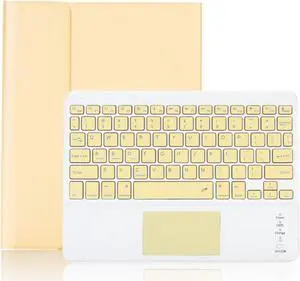 Keyboard Case Flip Stand for iPad Pro 12.9 (4th Gen, 2020) With Touch pad Bluetooth keyboard Smart Trackpad Detachable with Pencil Holder iPad cover Yellow iPad Pro 12.9-inch