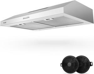 Tylza 30" 600 CFM Convertible Stainless Steel Under Cabinet Range Hood With 2 X 2W Lights And 2 Replacement Charcoal Filter