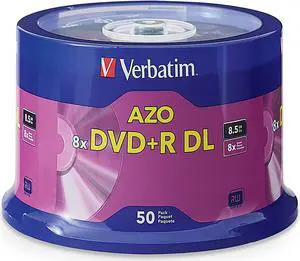 Verbatim DVD+R DL 8.5GB 8X with Branded Surface - 50pk Spindle Verbatim DVD+R DL 8.5GB 8X with Branded Surface - 50pk Spindle