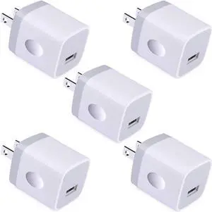 Single Port USB Charger, 1A 5V Wall Plug USB Power Adapter 5 Pack for Phone 12/11/X/8/7/6S/6S/6Plus/6/5S/5,Samsung Galaxy S20 Ultra/S10/S9/S8/S7 Edge Note 20/9/8,HTC,Nexus,Moto, BlackBerry,G8 Single Port USB Charger, 1A 5V Wall Plug USB Power Adapter 5 Pack for Phone 12/11/X/8/7/6S/6S/6Plus/6/5S/5,Samsung Galaxy S20 Ultra/S10/S9/S8/S7 Edge Note 20/9/8,HTC,Nexus,Moto, BlackBerry,G8