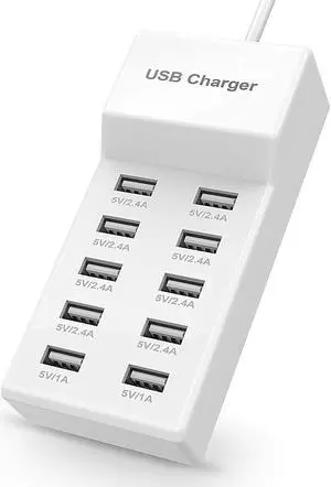 USB Charger USB Charging Station with Rapid Charging Auto Detect Technology Safety Guaranteed 10-Port Family-Sized Smart USB Ports for Multiple Devices Smart Phone Tablet Laptop Computer USB Charger USB Charging Station with Rapid Charging Auto Detect Technology Safety Guaranteed 10-Port Family-Sized Smart USB Ports for Multiple Devices Smart Phone Tablet Laptop Computer