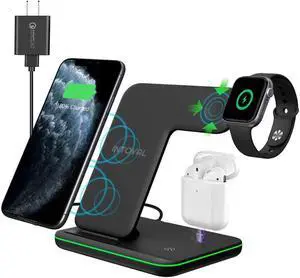 Wireless Charger, 3 in 1 Charger for iPhone/iWatch/Airpods, Qi-Certified Charging Station for iPhone 13/12/11/Pro/Max/XS/Max/XR/XS/X, iWatch 7/6/SE/5/4/3/2, Airpods Pro/3/2/1 (Z5) Wireless Charger, 3 in 1 Charger for iPhone/iWatch/Airpods, Qi-Certified Charging Station for iPhone 13/12/11/Pro/Max/XS/Max/XR/XS/X, iWatch 7/6/SE/5/4/3/2, Airpods Pro/3/2/1 (Z5)