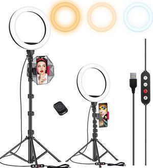 10.2" Selfie Ring Light with 65" Adjustable Tripod Stand & Phone Holder for Live Stream/Makeup, Upgraded Dimmable LED Ringlight for Tiktok/YouTube/Zoom Meeting/Photography