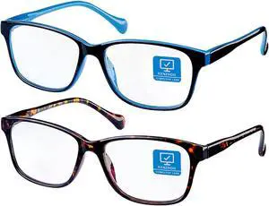 Blue Light Blocking Glasses/Computer Glasses 2 Pack Blue light glasses(Women/Men) with Spring Hinges Nerd Reading Gaming Glasses Blue Light Blocking Glasses/Computer Glasses 2 Pack Blue light glasses(Women/Men) with Spring Hinges Nerd Reading Gaming Glasses