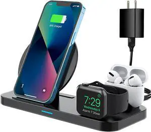 Wireless Charger, 3 in 1 Foldable Fast Charging Station Compatible iPhone 13/12/11(Pro & Pro Max)/X/XS/XS Max/XR/8/8Plus, Qi-Enabled Android Phone, Apple Watch & AirPods(with QC3.0 Adapter) Wireless Charger, 3 in 1 Foldable Fast Charging Station Compatible iPhone 13/12/11(Pro & Pro Max)/X/XS/XS Max/XR/8/8Plus, Qi-Enabled Android Phone, Apple Watch & AirPods(with QC3.0 Adapter)