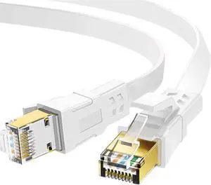 Cat 8 Ethernet Cable 20 ft, Heavy Duty High Speed RJ45 Patch Cord, Cat8 LAN Gold Plated 40Gbps 2000Mhz Network, Indoor, Outdoor & Weatherproof S/FTP UV Resistant for Router/Modem/Gaming/Switch – White Cat 8 Ethernet Cable 20 ft, Heavy Duty High Speed RJ45 Patch Cord, Cat8 LAN Gold Plated 40Gbps 2000Mhz Network, Indoor, Outdoor & Weatherproof S/FTP UV Resistant for Router/Modem/Gaming/Switch – White
