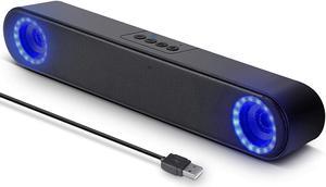 Computer Speakers, USB Powered PC Speakers for Desktop Computer Laptop, with LED Lights, Plug and Play (USB)