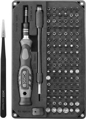 Precision Screwdriver Kit, 106 in 1 Electronics Repair Tool Magnetic Driver Kit with 102 Bits, Flexible Shaft, Extension Rod for Computer, Mobile Phone, Smartphone, Game Console, PC, Tablet Precision Screwdriver Kit, 106 in 1 Electronics Repair Tool Magnetic Driver Kit with 102 Bits, Flexible Shaft, Extension Rod for Computer, Mobile Phone, Smartphone, Game Console, PC, Tablet