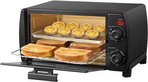 Toaster Oven Countertop, 4-Slice, Compact Size, Easy to Control with Timer-Bake-Broil-Toast Setting, 1000W, Black (CFO-BB101)