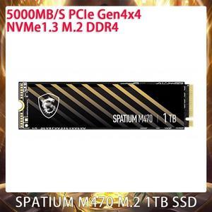 For MSI SPATIUM M470 PCIe 4.0 NVMe M.2 1TB SSD 5000MB/S Cache1GB DDR4 PCIe Gen4x4 NVMe1.3 1T Solid State Drive Works Perfectly Fast Ship New