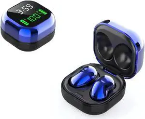 Acuvar Fully Wireless Bluetooth 5.1 Rechargeable iPX4 Waterproof Sweat-proof Earbud Headphones with Microphone, Micro USB LCD Clock Charging Case Surround Stereo Bass and Noise Cancelling Calls Blue