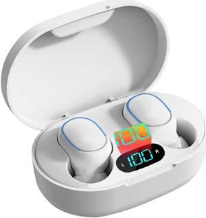 Acuvar Fully Wireless Bluetooth 5.0 Rechargeable iPX4 Water & Sweat Proof Earbud Headphones w Microphone, Touch Controls, Smart LCD Charging Case, 3D Stereo Bass and Noise Cancelling White