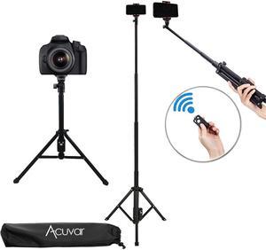 Acuvar 54" Inch Aluminum Extendable Monopod Tripod/Selfie Stick with Universal Smartphone Mount + Wireless Remote Control Camera Shutter for All Smartphones
