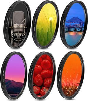 Acuvar 72mm 6 Piece Full Graduated Color Lens Filter Kit Set with Orange, Yellow, Blue, Purple, Red, Grey Colors with Travel Case, Professional Grade for Canon Nikon Sony Pentax Olympus Fuji DSLR Lens