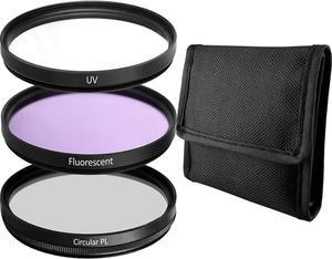 62MM Lens Filter Kit Bundle Pro, Includes 62MM CPL Filter, 62MM UV Filter, 62MM FL-D (UV, Polarizer Filter, Fluorescent Filter 62MM) Universal for Camera Lens w 62MM Filter