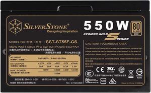 SilverStone Technology 550W Computer Power Supply PSU Fully Modular with 80 Plus Gold & 140mm Design Power Supply (SST-ST55F-GS)