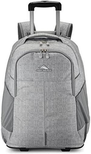 High Sierra Powerglide Pro Wheeled Backpack with 360 Degree Reflectivity, Telescoping Handle, Dual Side Pockets, and Laptop Sleeve, Silver Heather