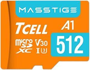 TCELL MASSTIGE 512GB microSDXC A1 USH-I U3 V30 100MB/s Full HD & 4K UHD Memory Card with Adapter
