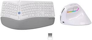 DeLUX Wireless Ergonomic Keyboard Mouse Combo GM901D-White & M618Mini-White
