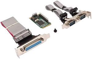 Mini PCIe Combo Serial Parallel Expansion Card, PCI Express to Printer LPT Port RS232 Com Port Adapter, 6Gbs 2 RS 232 Port 1 DP25 Pin for Printers, Scanners Plotters