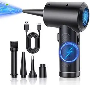 FIRE BULL Cordless Air Duster, 51000RPM 3-Gear Air Blower with LED Light,6000mAH Rechargeable Electric Compressed Air Duster for Computer Keyboard Electronics Cleaning,Replace Compressed Air Cans