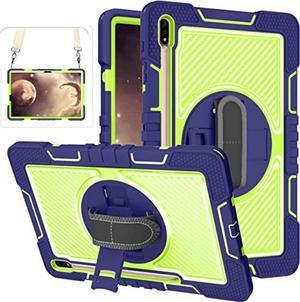 Galaxy Tab S8 Plus CaseTab S7 FE 5G CaseGalaxy S7 fe Tablet Case for Kids with 360 Rotating Kickstand  Handle Strap Rugged Protective with Pen Holder for Samsung Tablet 124 inch  NavyGreen