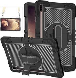 Galaxy Tab S8 Plus CaseTab S7 FE 5G CaseGalaxy S7 fe Tablet Case for Kids with 360 Rotating Kickstand  Handle Strap Rugged Protective with Pen Holder for Samsung Tablet 124 inch  Black
