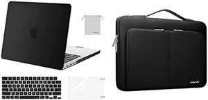 MOSISO Compatible with MacBook Pro 14 inch Case 2021 A2442 M1, 360 Protective Sleeve Bag with 2 Same Front Pockets&Trolley Belt&&Plastic Hard Shell&Keyboard Skin&Screen Protector&Storage Bag, Black