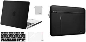 MOSISO Compatible with MacBook Pro 14 inch Case 2021 Release A2442 M1, Polyester Sleeve Bag with Horizontal & Vertical Pockets&&Plastic Hard Shell&Keyboard Skin&Screen Protector&Storage Bag, Black