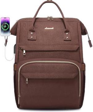 LOVEVOOK Laptop Backpack for Women,15.6 Inch Professional Womens Travel Backpack Purse Computer Laptop Bag Nurse Teacher Backpack,Waterproof College Work Bags Carry on Back Pack with USB Port,Brown