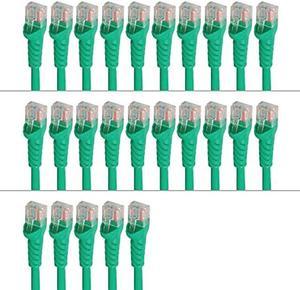 CAT6 Ethernet Patch Cord with Snagless Boot, RJ45, Stranded, 550 MHz, UTP, Pure Bare Copper Wire, 24 AWG, LAN Network Patch Cable, Green, 10 FT, 25-Pack