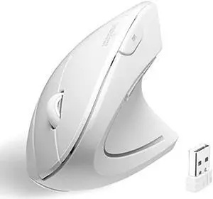 Perixx PERIMICE-713W Wireless Ergonomic Vertical Mouse - 2.4G Spec with USB Receiver - On/Off Switch - 6 Buttons Right Handed Design - White Perixx PERIMICE-713W Wireless Ergonomic Vertical Mouse - 2.4G Spec with USB Receiver - On/Off Switch - 6 Buttons Right Handed Design - White