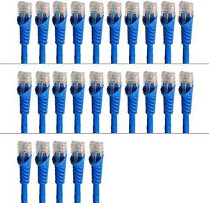 Cablesys Cat 6 Ethernet Patch Cord Snagless Boot, RJ45, Stranded, 550 MHz, UTP, Pure Bare Copper Wire, 24 AWG, LAN Network Patch Cable, Blue, 10 FT, 25-Pack
