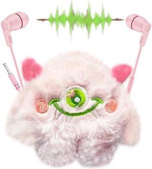 GOGOSINIS Earbuds Set with Cute Monster Case for Kids for School Wired Headphones with Case and Small Size Ear Tips Ear Buds with Cute Pink Case 35mm Earphones for Phone and PC Laptop Monster01