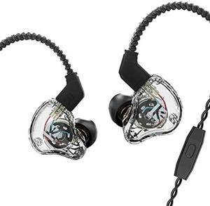 keephifi KBEAR KS1 Musician Headphones Wired with Mic in Ear Monitors KBEAR Earbuds Auriculares, Dual Magnetic Circuit Dynamic in Ear Earphones Ear Earbuds for Running Workout Riding(Clear, with Mic)