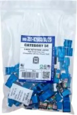Vertical Cable 351-V2603/BL/25: CAT5e Keystone Jacks - Blue - 25 Pack