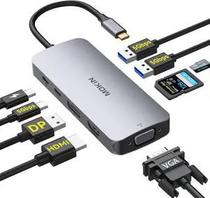 MOKiN USB C Multiport Adapter for MacBook Air/Pro, Mac Dongle, 9 in 1 USB C to DP Adapter, USB A&C3.0 5Gbps, SD/TF Card Reader, 100W PD, USB C Hub for Dell, Lenovo, HP, etc.