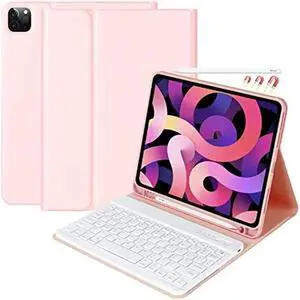 Keyboard Case for iPad Pro 11 inch 4th Generation 2022 / iPad Pro 11" 2021&2020&2018, iPad Air 5th/4th Gen, Detachable Bluetooth Keyboard with Pencil Holder for iPad 11" (1st/2nd/3rd Gen) (Pink)