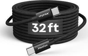 CLEEFUN USB C to USB C Cable 32ft, 1-Pack Type C to C Charger Cable 60W Fast Charging for iPhone 16 Pro Max/Plus/Pro, for iPhone 15 Pro Max Plus, for iPad/MacBook USB-C, Galaxy S24 S23