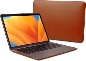 Dreem Euclid MacBook Air Case - 15-Inch Hard Laptop Cover for MacBook Air 2023-2025 (M2), Luxurious Vegan Leather, Top and Bottom Shells for Protection, Slots for USB Ports [Caramel]