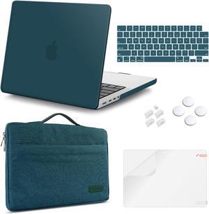 iCasso for MacBook Pro 14 inch Case 2024 2023 2021 Release M4 A3112 A3401 A3185 M3 A2918 A2992 M2 A2779 A2442 M1 Pro/Max, Bundle 5 in 1, Hard Shell Case, Sleeve Bag for Mac Pro 14 - Teal
