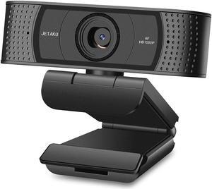 JETAKu Webcam with Microphone-Computer Camera with Privacy Shutter for PC/Mac/Laptop/MacBook,USB 1080P Webcam Plug and Play,Low-Light Correction and Autofocus