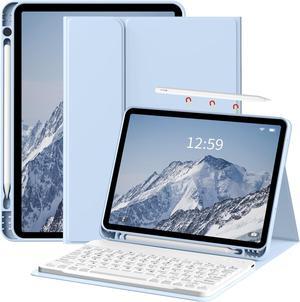 Kenke for iPad Air 6th/5th/4th Generation Case with Keyboard 2024/2022/2020 11 & 10.9 Inch, Detachable Wireless Bluetooth Thin & Light with Left Side Pencil Holder Auto Wake/Sleep (Blue)