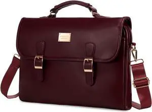 LOVEVOOK Laptop Bag for Women 15.6 Inch Waterproof Leather Computer Briefcase Large Laptop Carrying Case for Business Casual or College