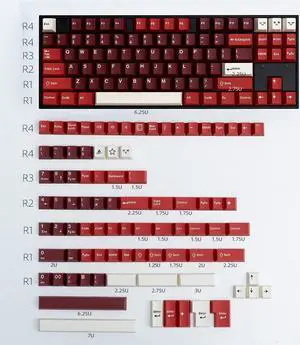 mintcaps Jamon Keycaps Set 173 Keys Cherry Profile Doubleshot Custom Keyboard Red Keycaps ISO ANSI for Cherry MX 60% 65% 70% 75% 95% Mechanical Keyboards