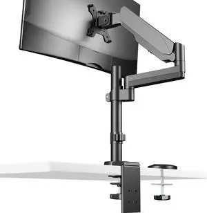 WALI Single Monitor Mount, Computer Monitor Stand for Desk 17-32 Inch, Monitor Arm Desk Mount up to 19.8lbs Gas Spring Arm with Clamp(GSDM001), Black