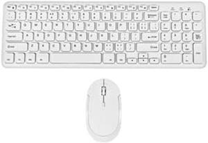 HW156 2.4GHz Wireless Keyboard and Mouse Set, 96 Keys Full-Size Ultra Thin Silent Lightweight, Shared USB Receiver, Optical Mouse Combo for Laptop PC Desktops Computer/Windows/Mac/iMac (White)