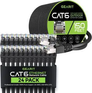 GearIT 24Pack 2ft Cat6 Ethernet Cable & 150ft Cat6 Cable