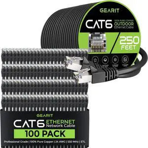 GEARit 100Pack 2ft Cat6 Ethernet Cable & 250ft Cat6 Cable